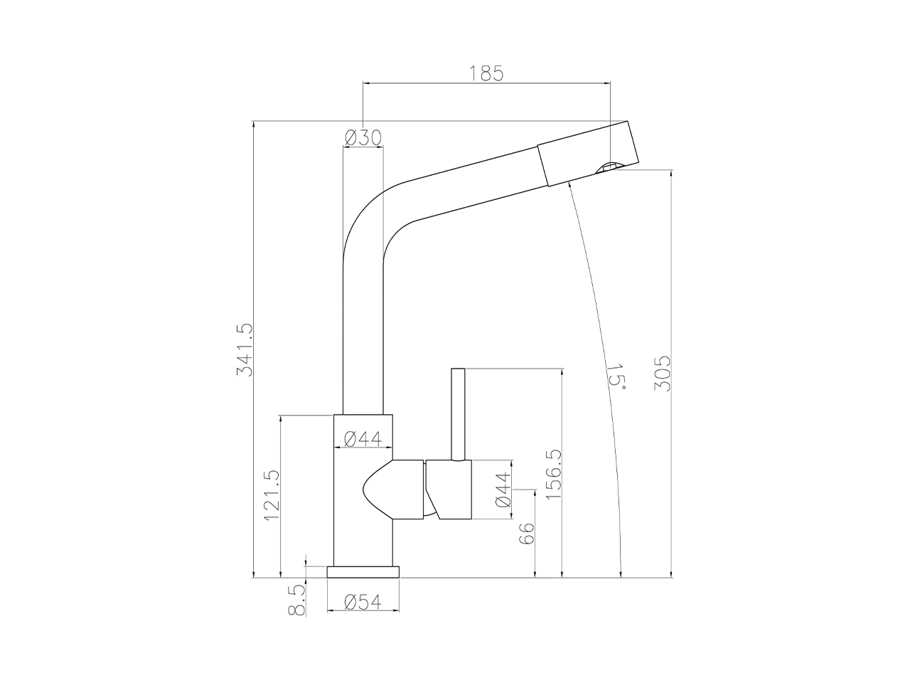 Miscelatore monocomando lavello INOX docc. estraib KITCHEN_LC000070 - v1