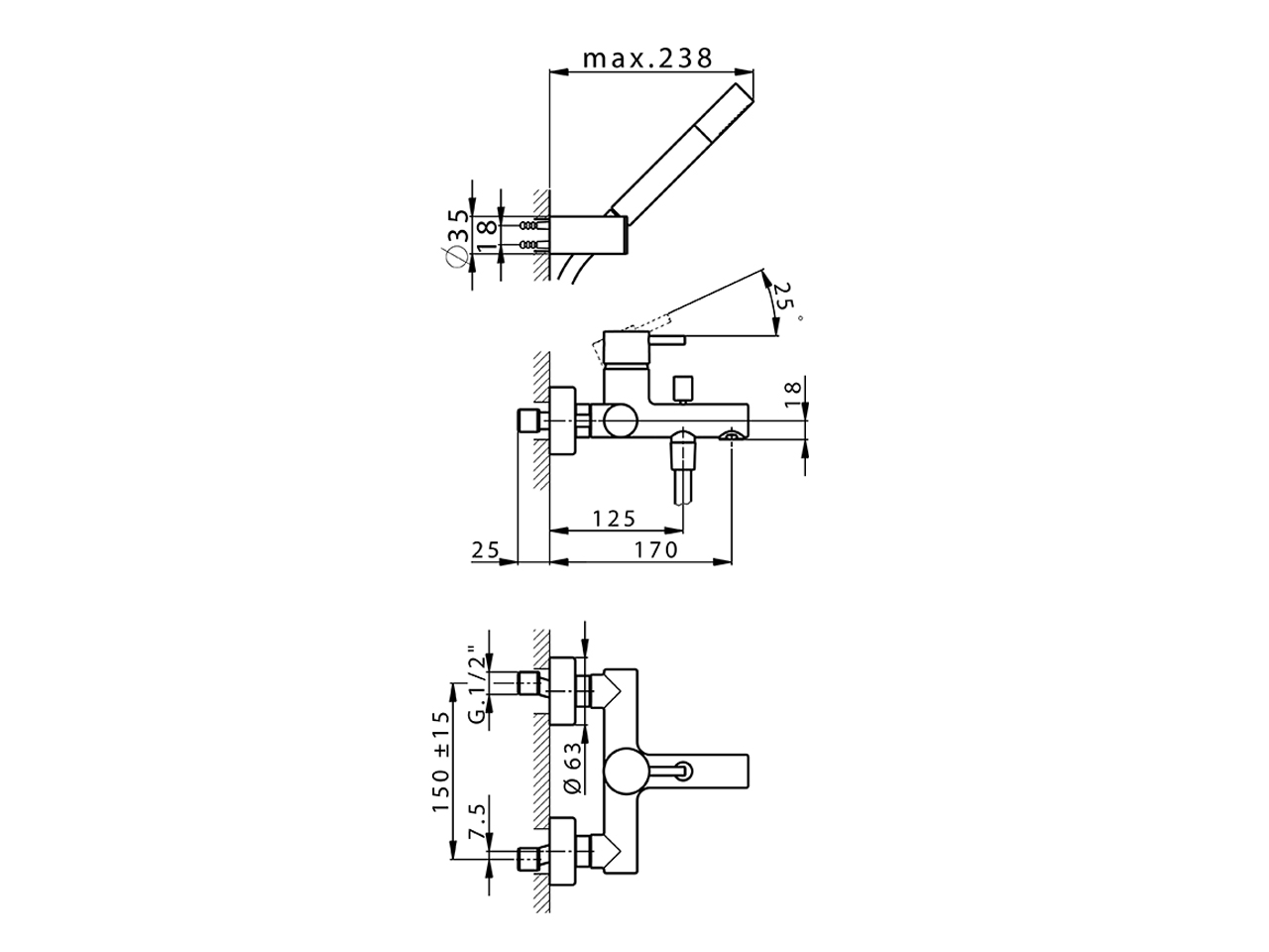 Miscelatore monocomando vasca completo LESS MINIMAL_LM000121 - v1