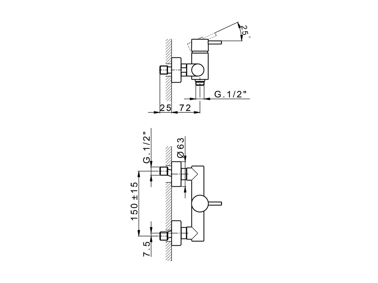 Miscelatore monocomando doccia LESS MINIMAL_LM000440 - v1