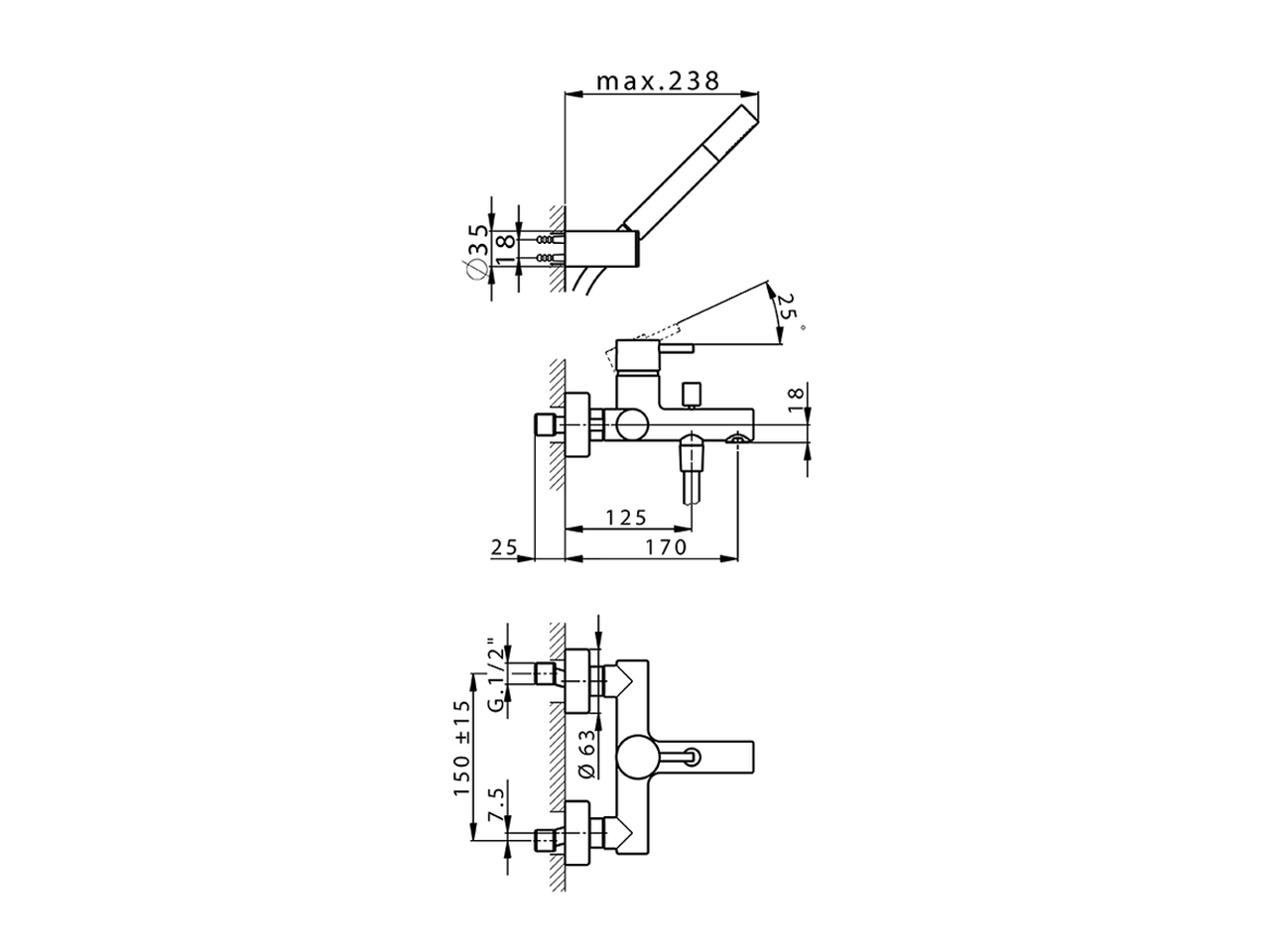 Miscelatore monocomando vasca completo NUOVA LESS_LN000120 - v1