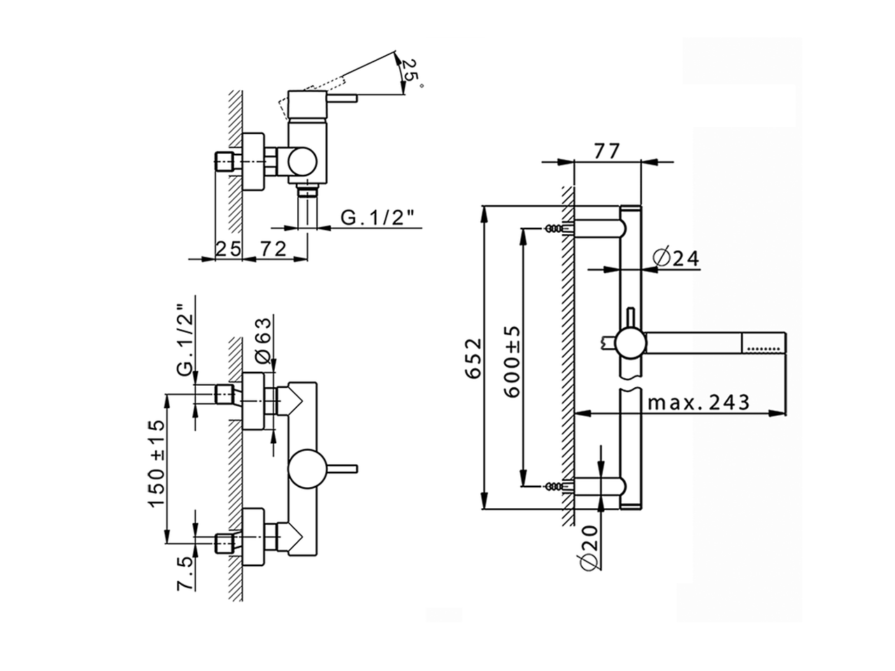 Miscelatore monocomando doccia completo NUOVA LESS_LN000460 - v1