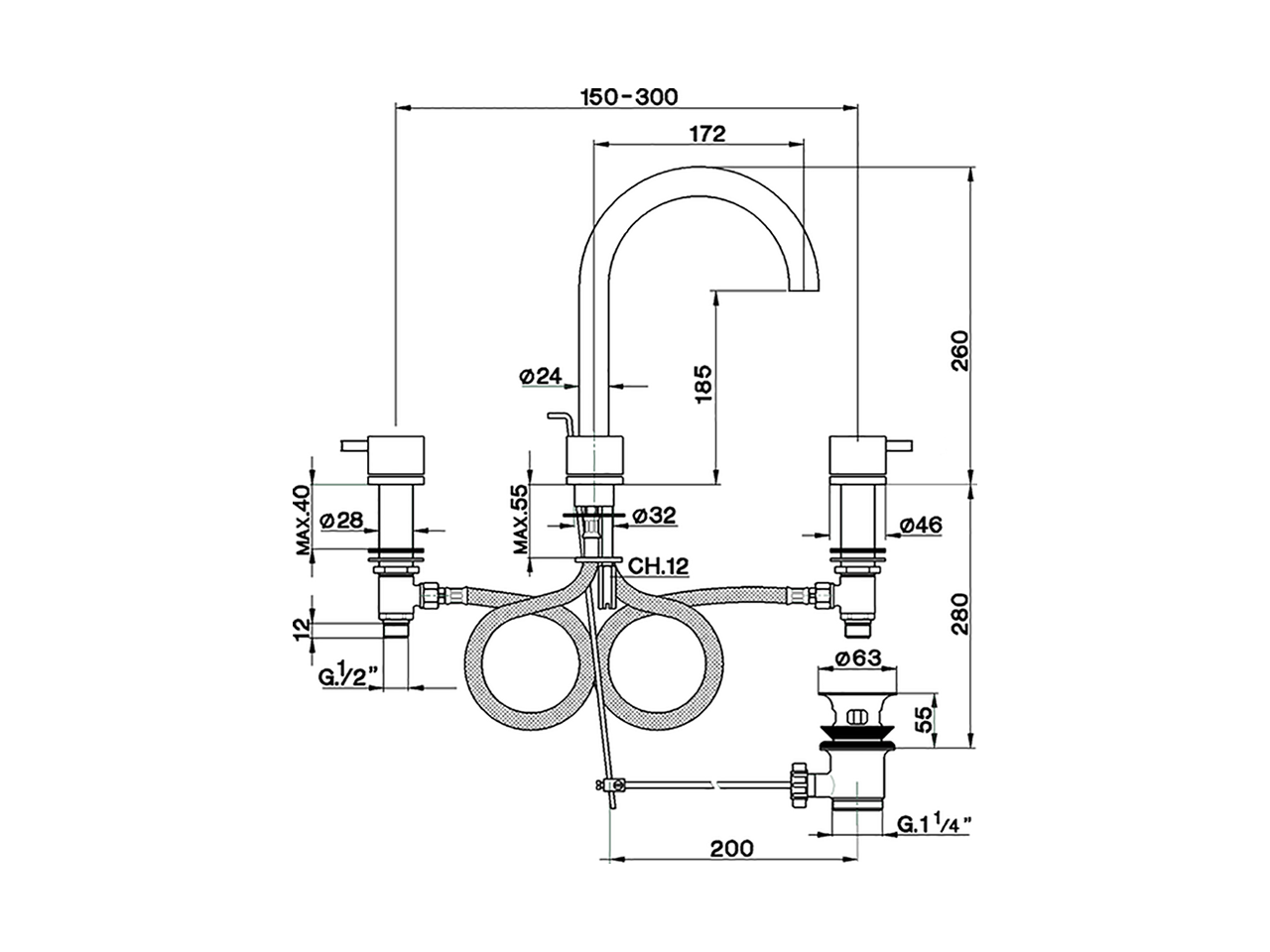 Miscelatore lavabo 3 fori NUOVA LESS_LN001060 - v1