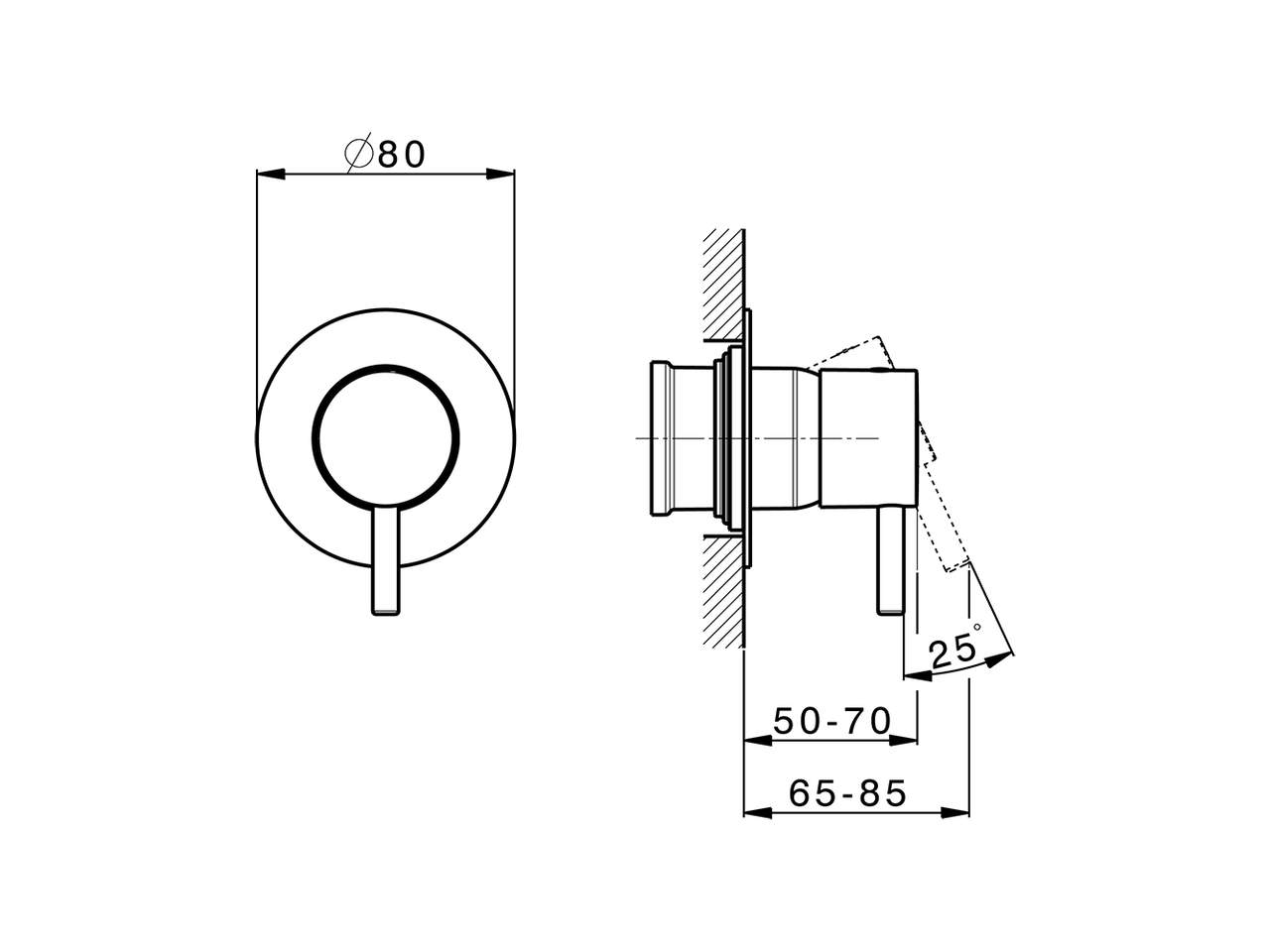 Parte esterna monocomando doccia incasso LESS MINIMAL_LN003000 - v1