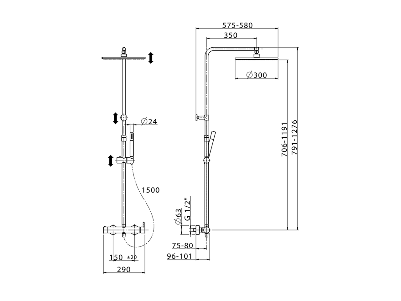 Colonna doccia monocomando 2 funzioni COLONNE DOCCIA_LN004030 - v1