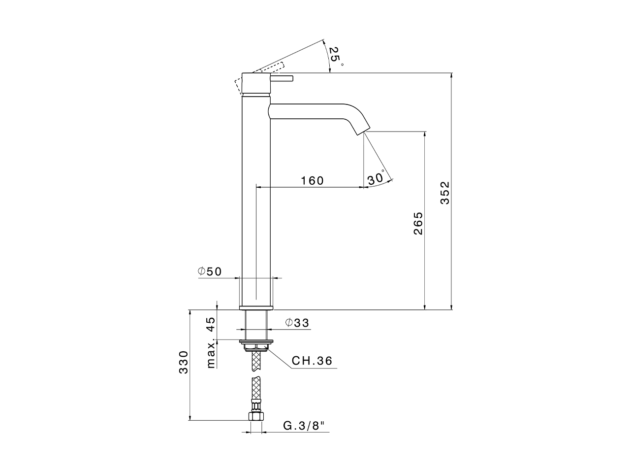 Miscelatore monocomando lavabo alto NUOVA LESS_LN004540 - v1