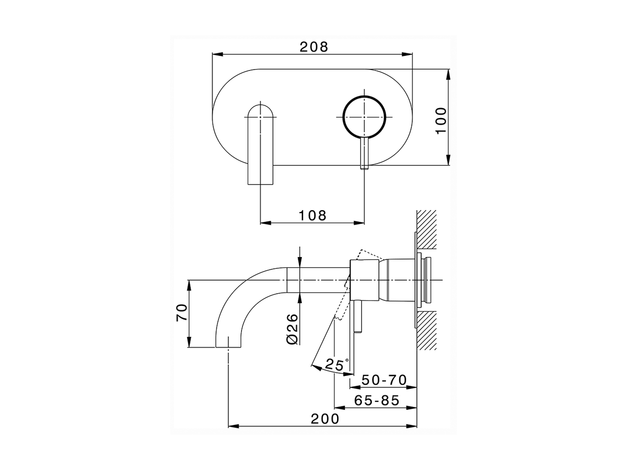 Parte esterna monocomando lavabo a parete NUOVA LESS_LN005510 - v1