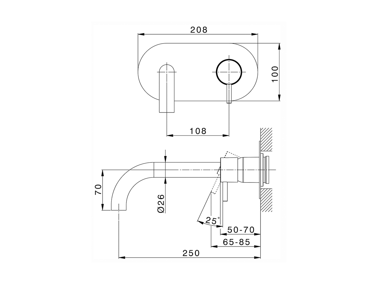 Parte esterna monocomando lavabo a parete NUOVA LESS_LN005511 - v1