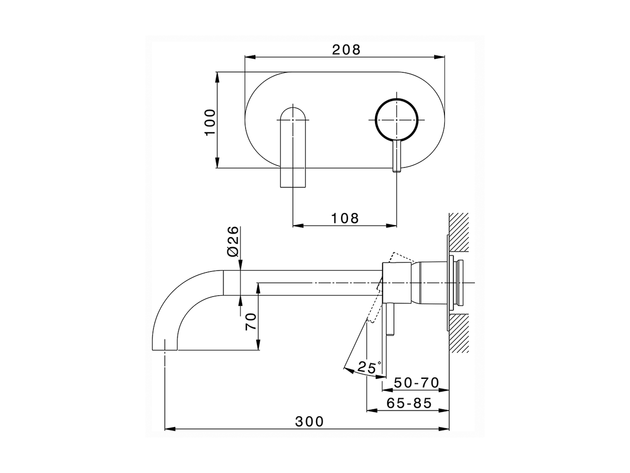 Parte esterna monocomando lavabo a parete NUOVA LESS_LN005512 - v1