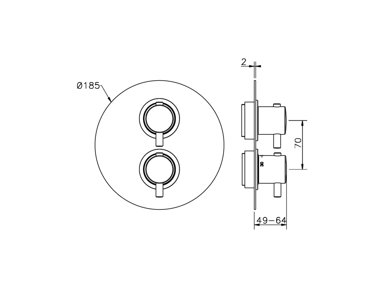 Parte esterna termostatico doccia incasso 1 uscita LESS MINIMAL_LN007300 - v1