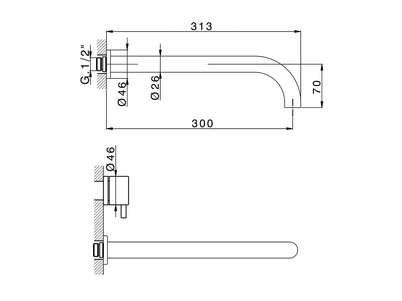 Parte esterna lavabo a parete NUOVA LESS_LN013515 - v1
