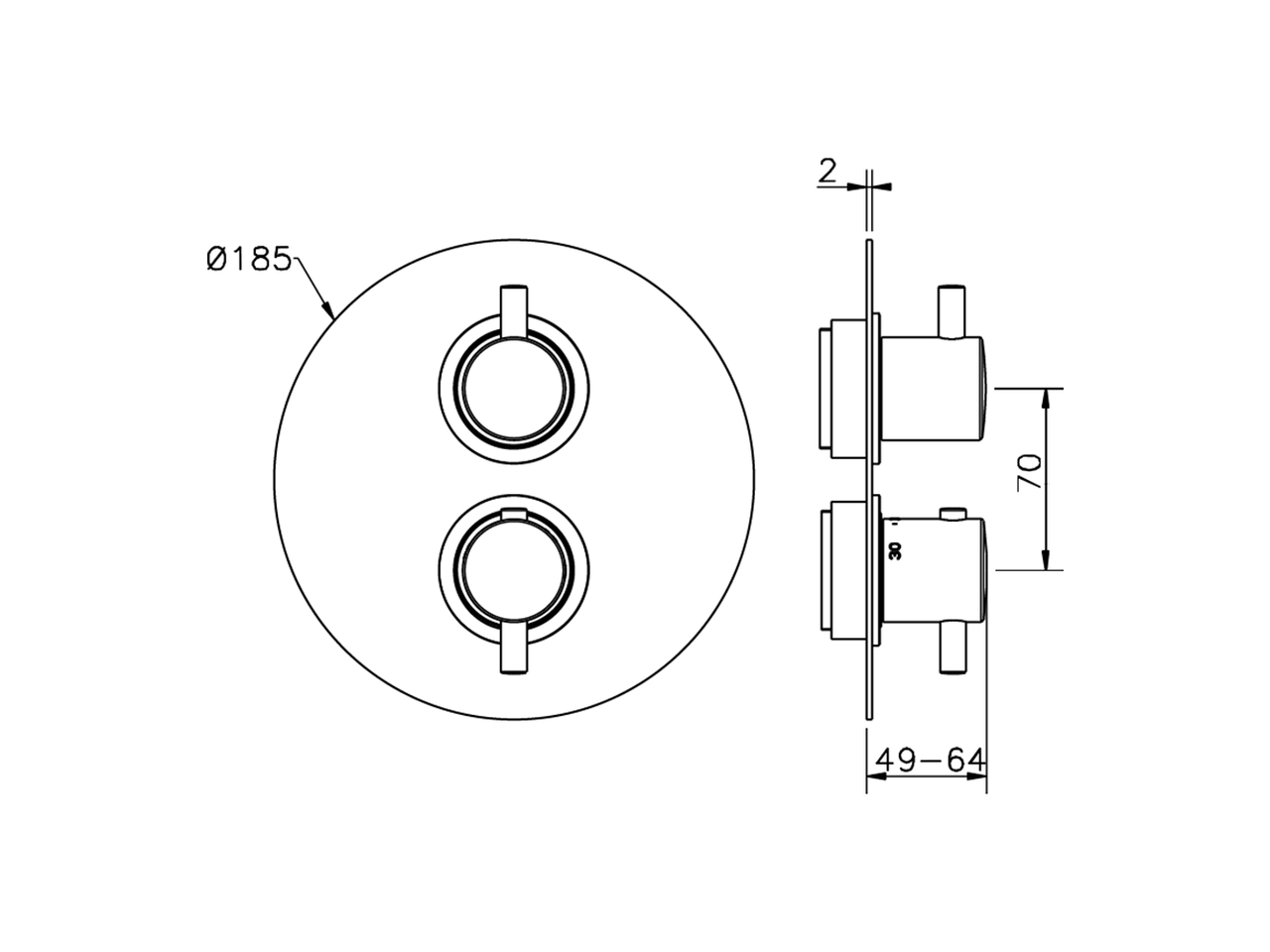 Parte esterna termostatico doccia incasso 3 uscite LESS MINIMAL_LN018200 - v1