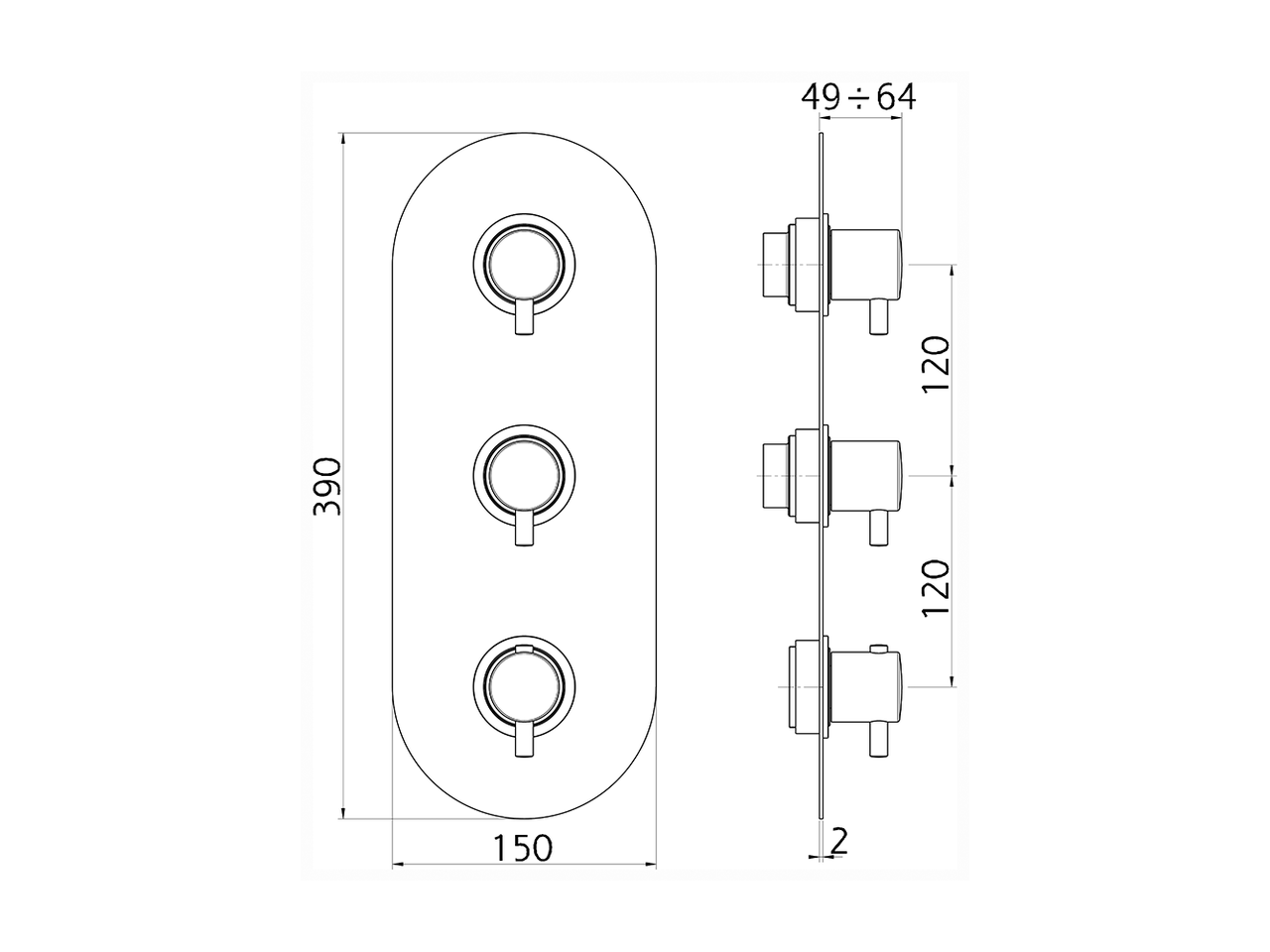 Parte esterna termo doccia incasso 2 funzioni NUOVA LESS_LN01V200 - v1