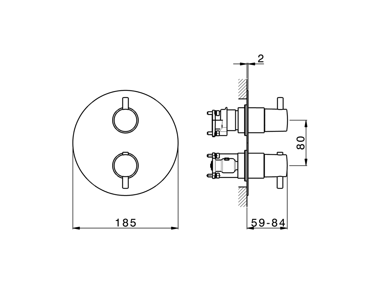 Completo Termostatico per One-Box NUOVA LESS_LN0BT030 - v1