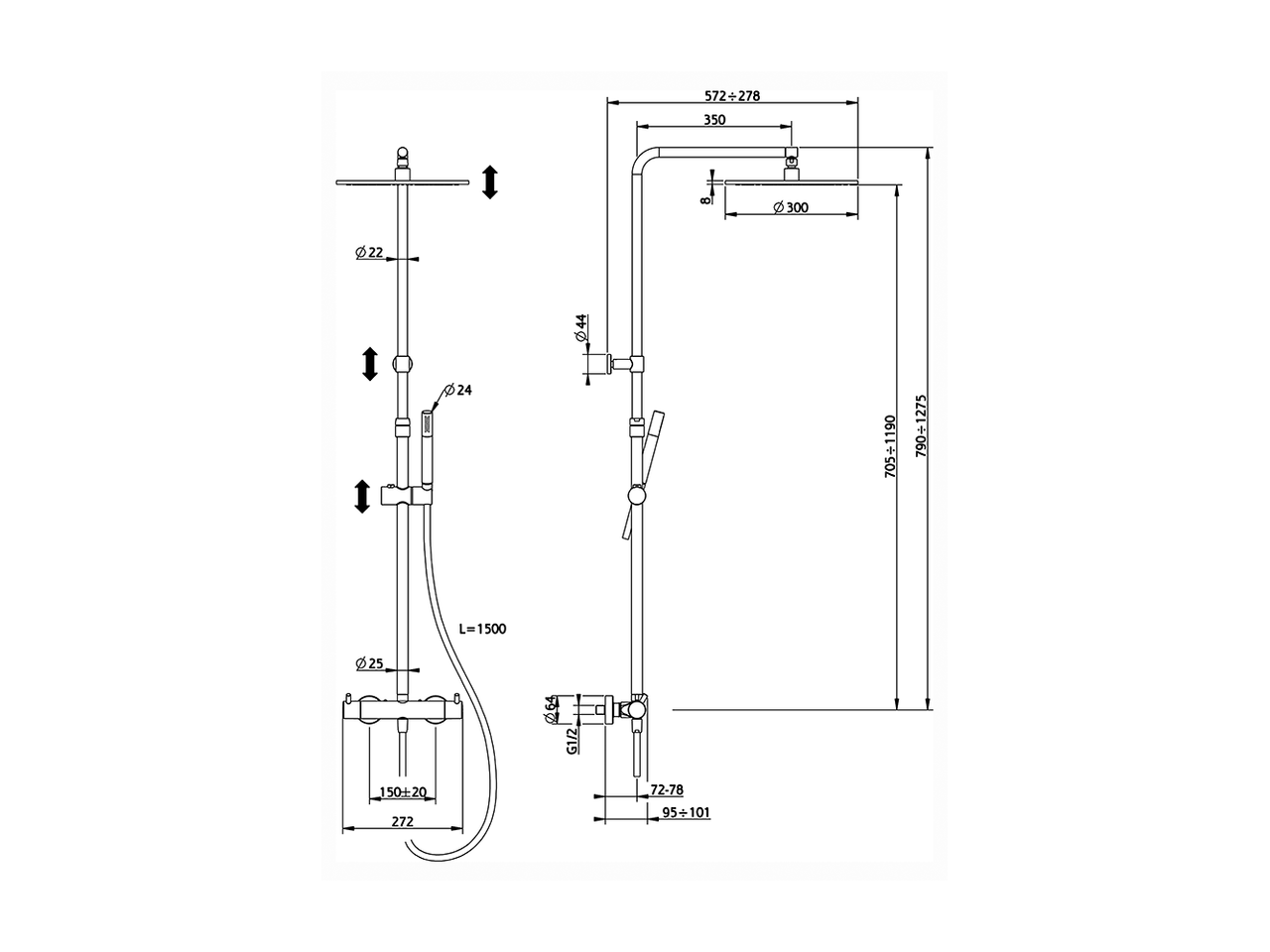 Colonna doccia termostatica 2 funzioni NUOVA LESS_LNC8401D - v1