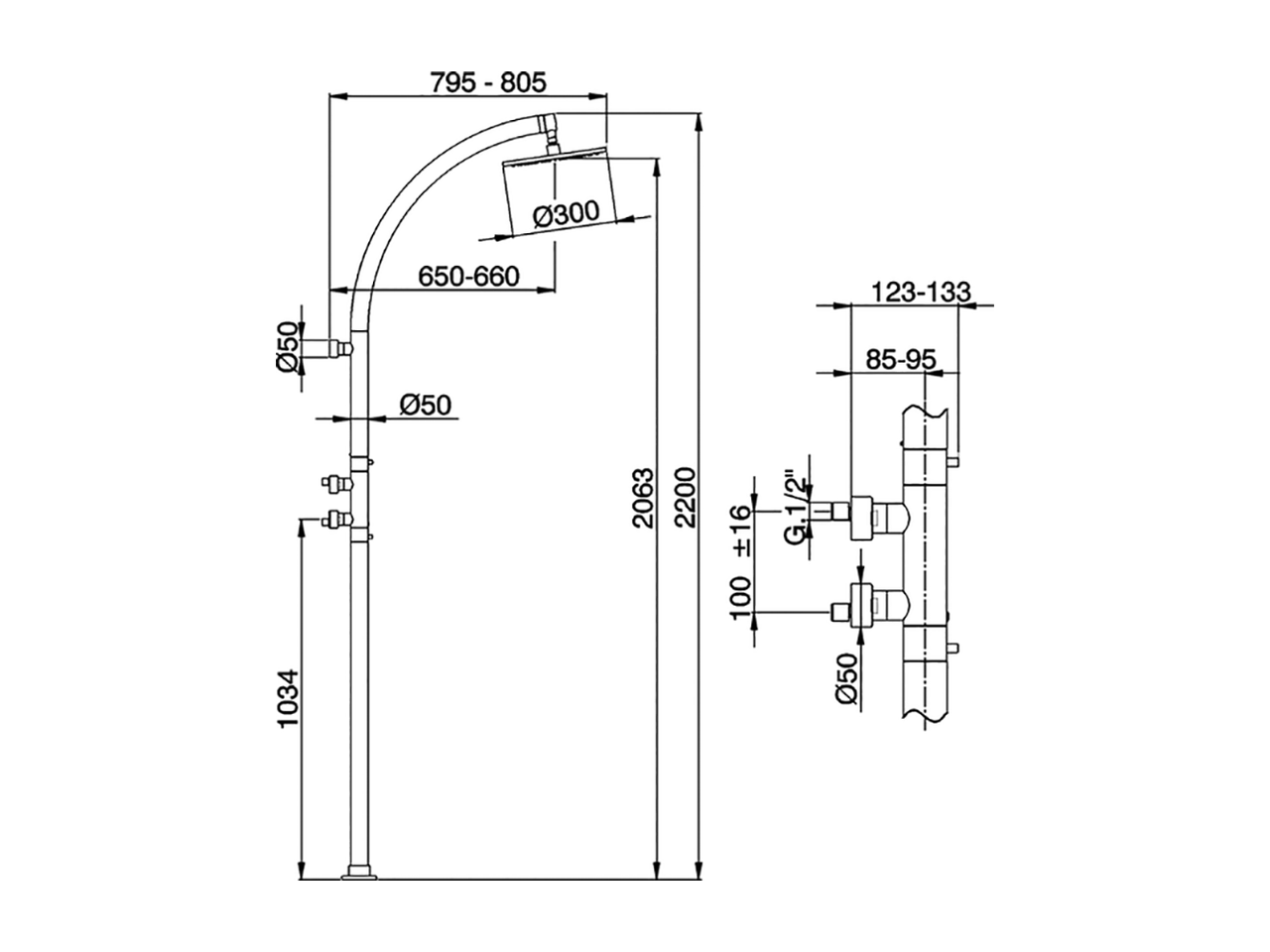Colonna doccia termostatica da pavimento WELLNESS_LNC90010 - v1