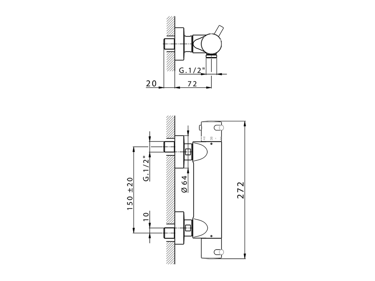 Miscelatore termostatico doccia LESS MINIMAL_LNT01010 - v1