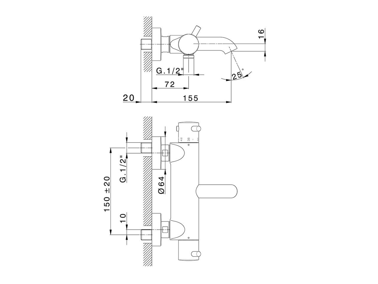 Miscelatore termostatico vasca LESS MINIMAL_LNT23016 - v1