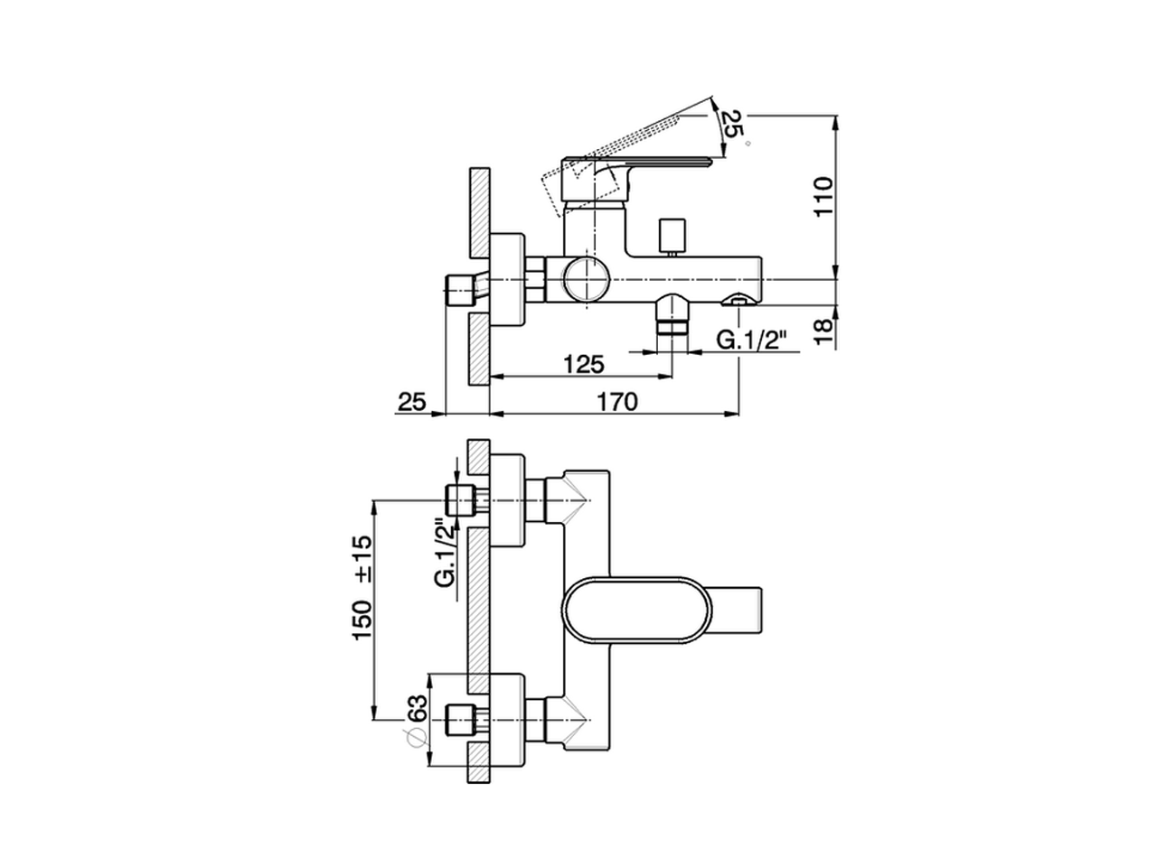 Miscelatore monocomando vasca LINEAVIVA_LV000130 - v1