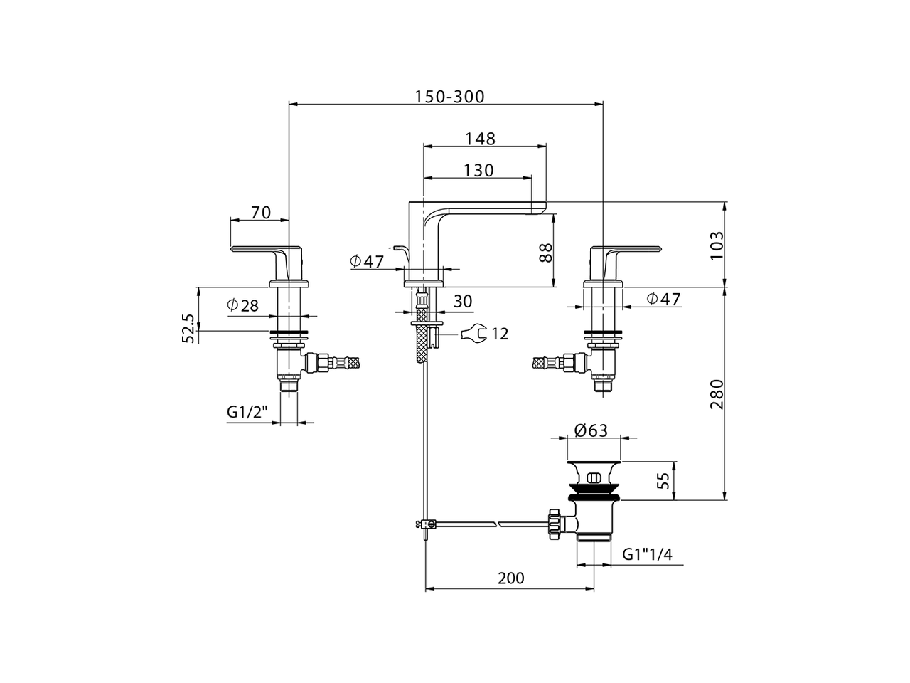 Miscelatore lavabo 3 fori LINEAVIVA_LV001020 - v1
