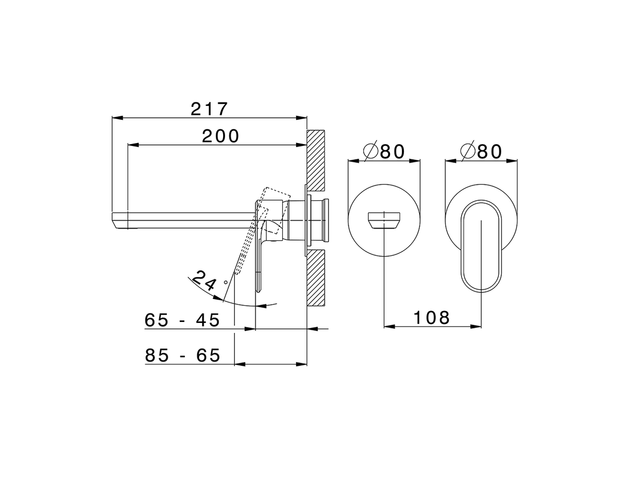 Parte esterna monocomando lavabo a parete LINEAVIVA_LV005516 - v1
