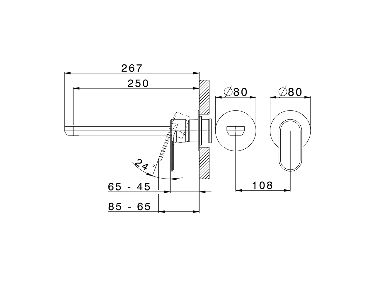 Parte esterna monocomando lavabo a parete LINEAVIVA_LV005517C - v1