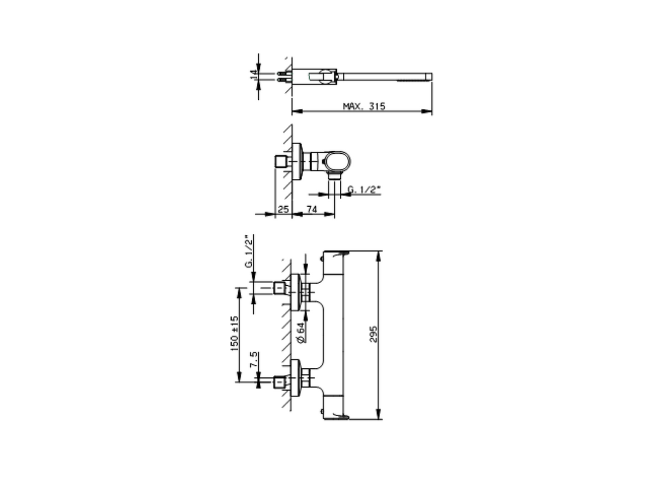 Miscelatore termostatico doccia completo LINEAVIVA_LVD01010 - v1