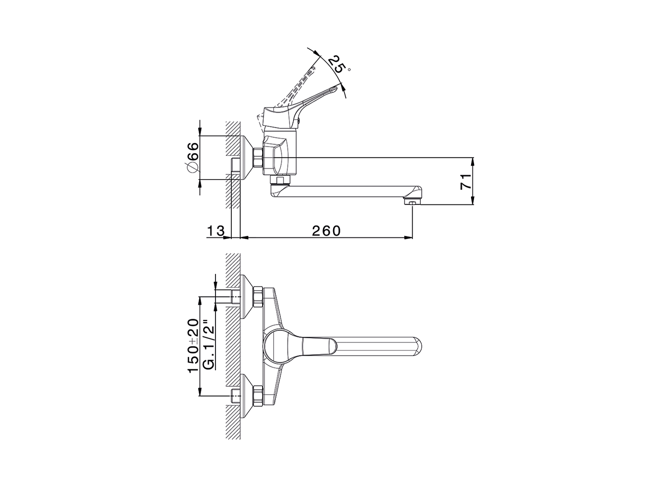 Miscelatore monocomando lavello a parete KITCHEN_M3000400 - v1