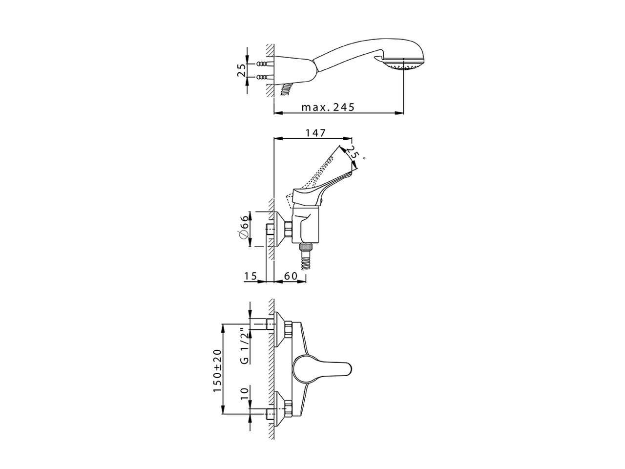 Miscelatore monocomando doccia completo MITO3_M3000450 - v1