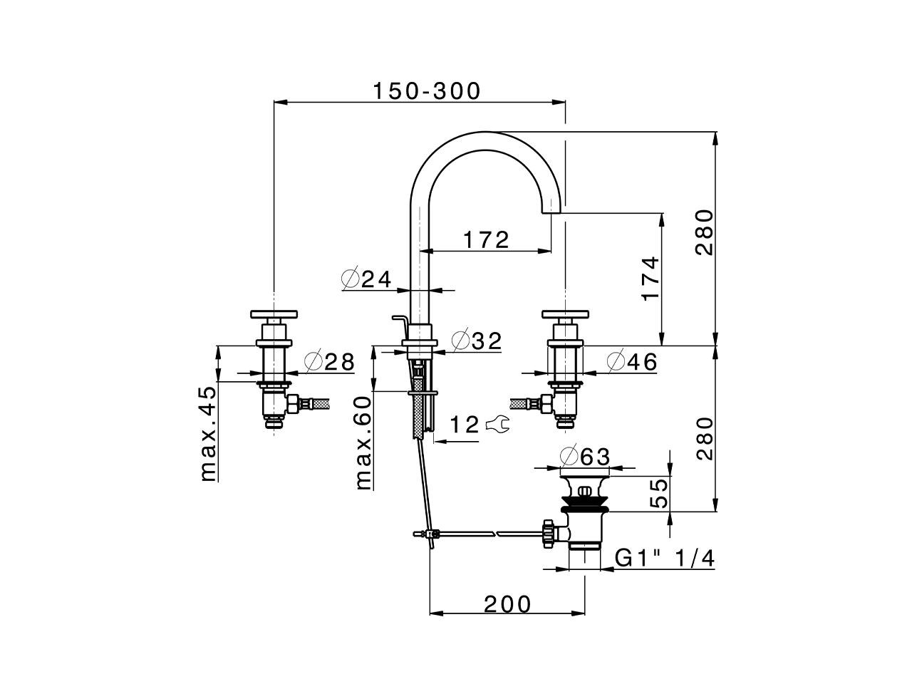 Miscelatore lavabo 3 fori GRACE_MN001060 - v1
