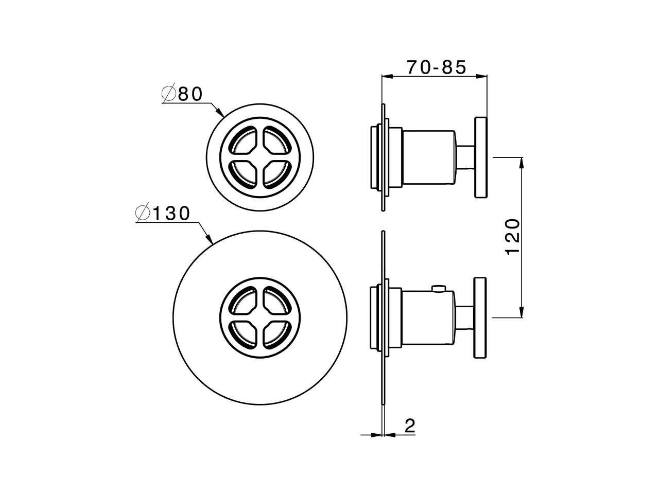 Parte esterna termostatico doccia incasso 1 uscita GRACE_MN007306 - v1