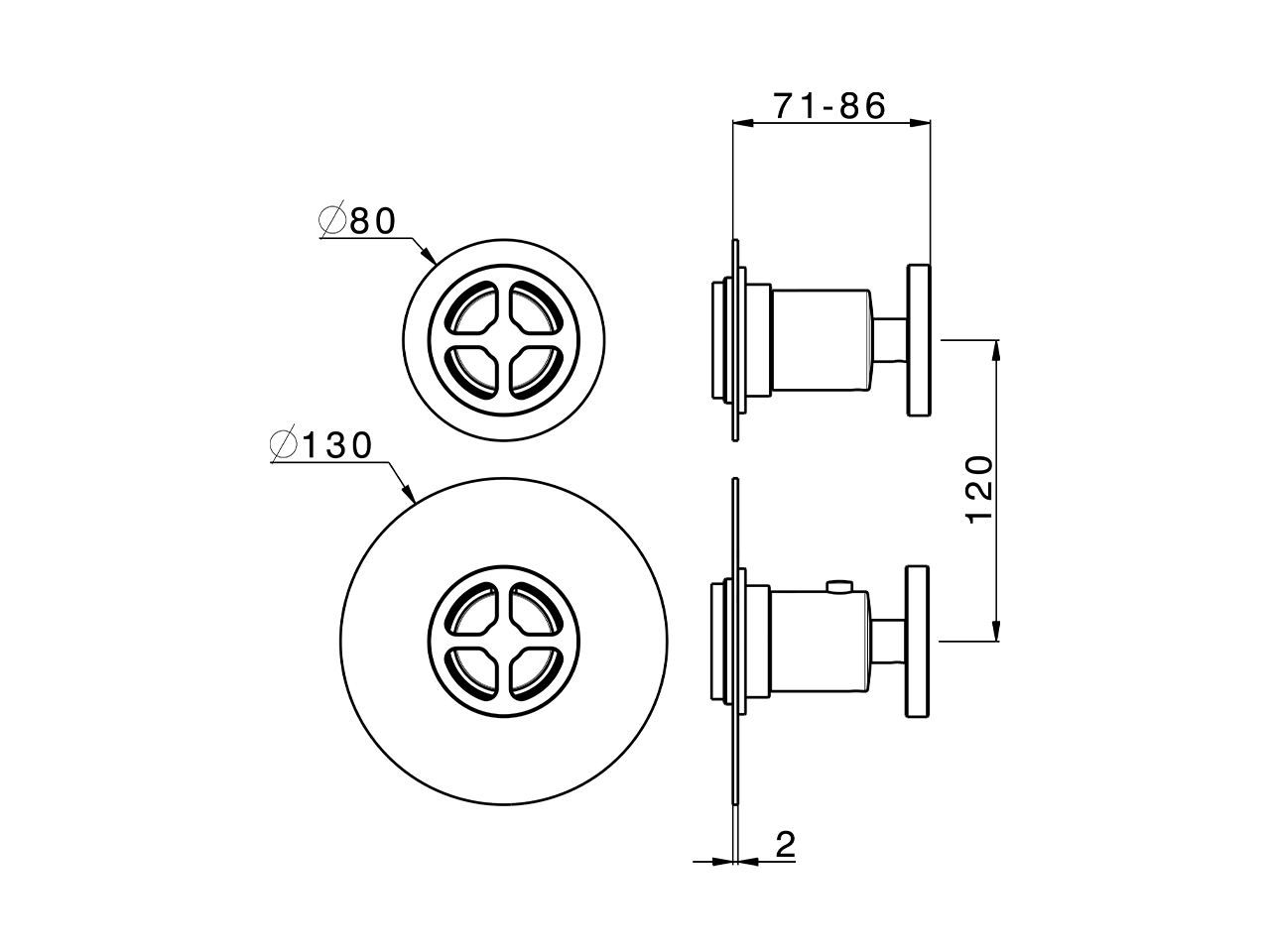 Parte esterna termostatico doccia incasso 3 uscite GRACE_MN018206 - v1