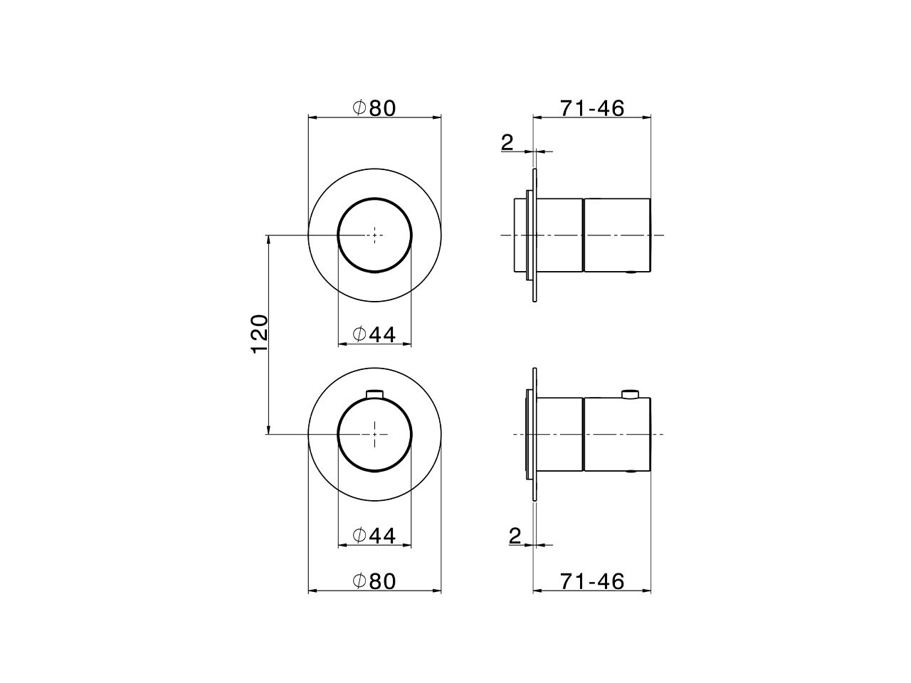 Parte esterna termostatico doccia incasso PURA ENCANTO_N10G2200 - v1