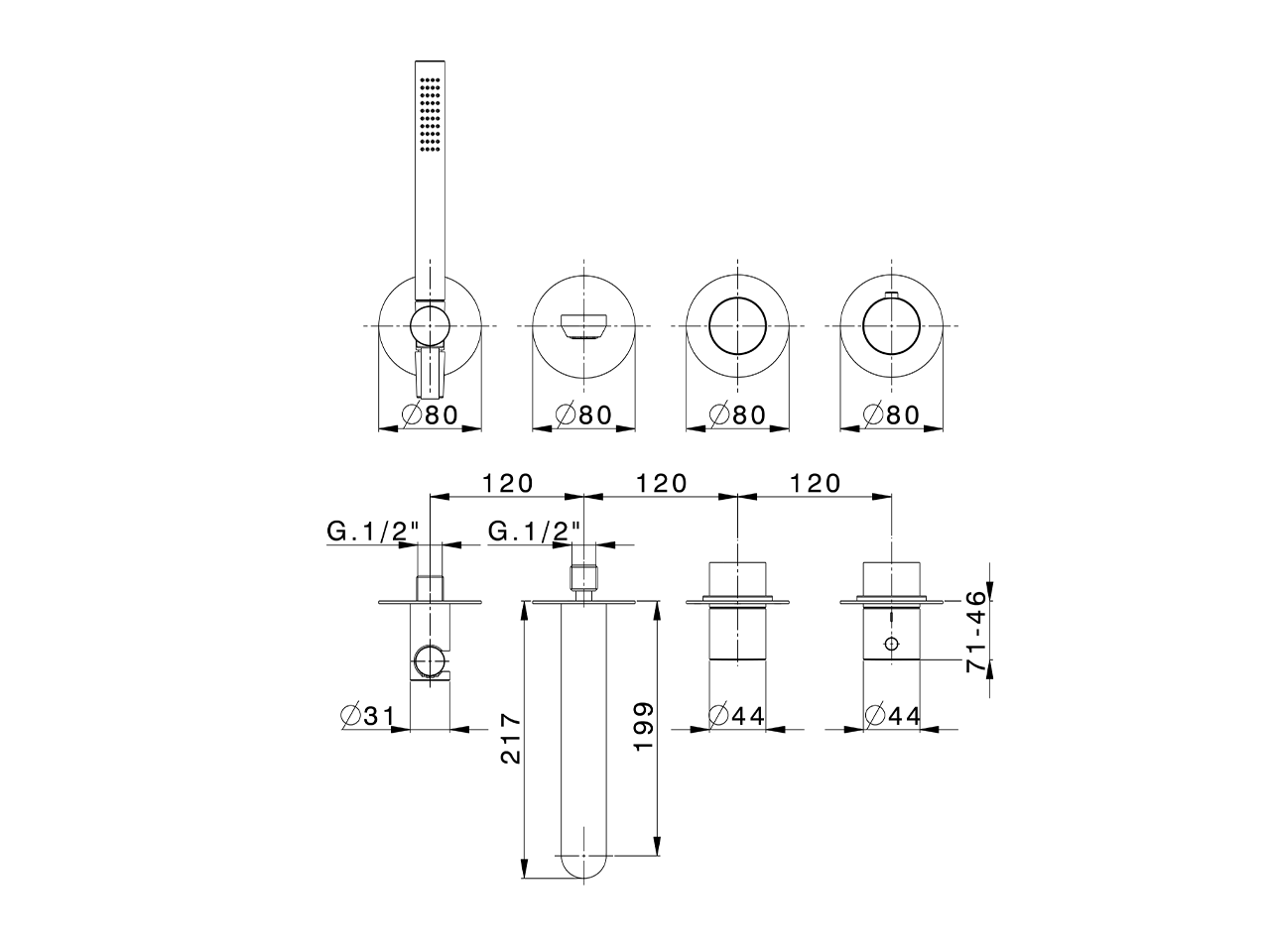 Parte esterna termostatico vasca incasso PURA ENCANTO_N10G4200 - v1