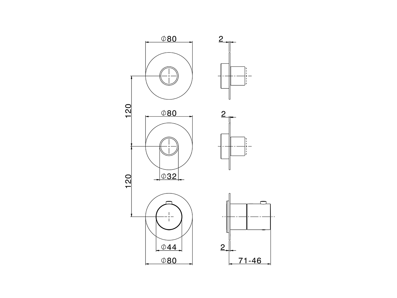 Parte esterna termo doccia incasso 2 funzioni PURA ENCANTO_N10KG010 - v1