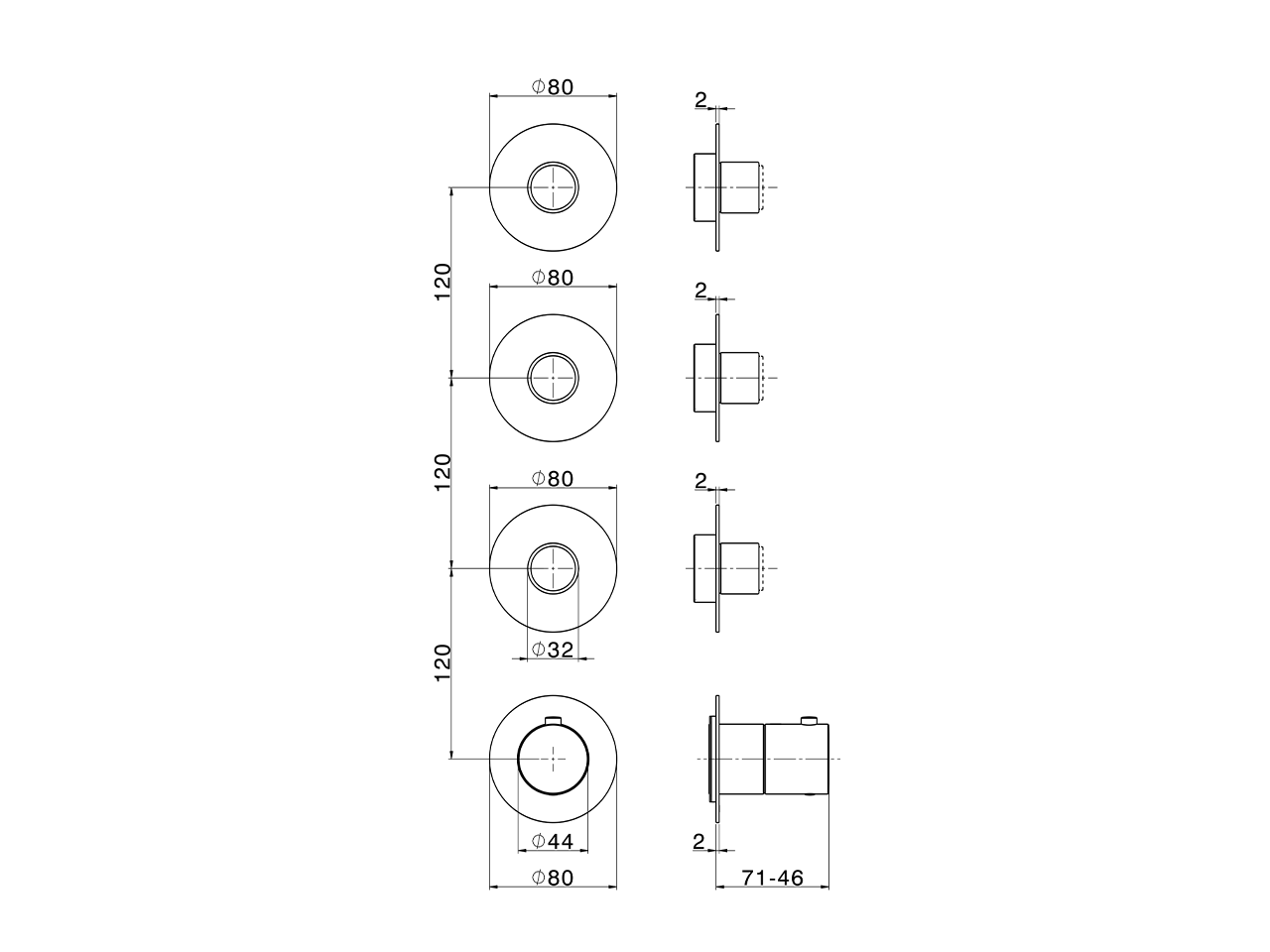 Parte esterna termo doccia incasso 3 funzioni PURA ENCANTO_N10KG020 - v1