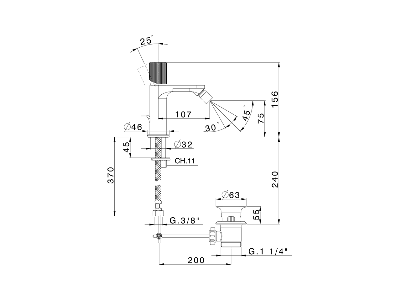 Miscelatore monocomando bidet PLISSÉ ENCANTO_N2000564 - v1