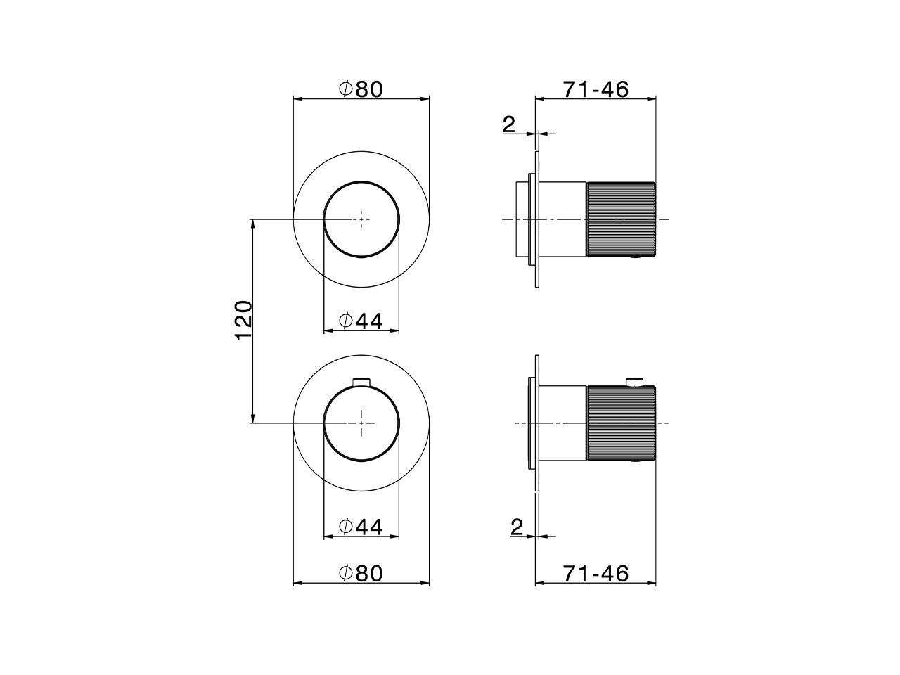 Parte esterna termostatico doccia incasso PLISSÉ ENCANTO_N20G2300 - v1