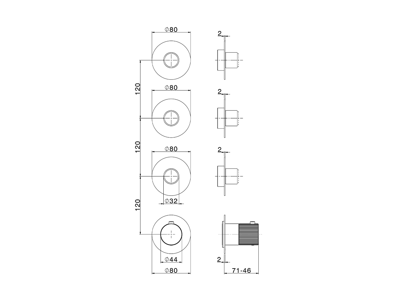 Parte esterna termo doccia incasso 3 funzioni PLISSÉ ENCANTO_N20KG020 - v1