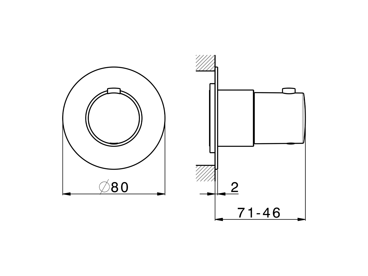 Parte esterna termostatico incasso PUSH&SHOWER_PS1G1010 - v1