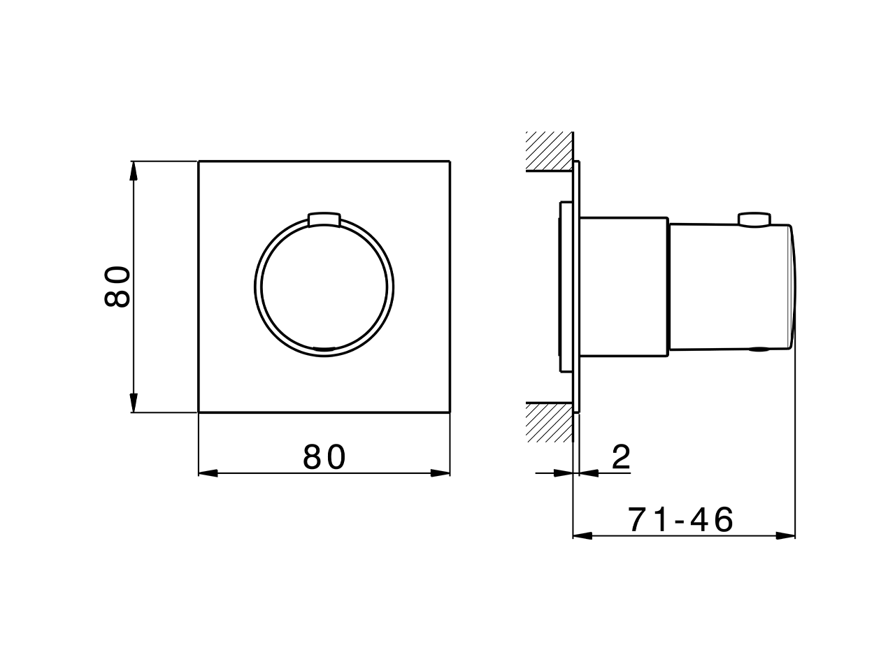 Parte esterna termostatico incasso PUSH&SHOWER_PS1G1030 - v1