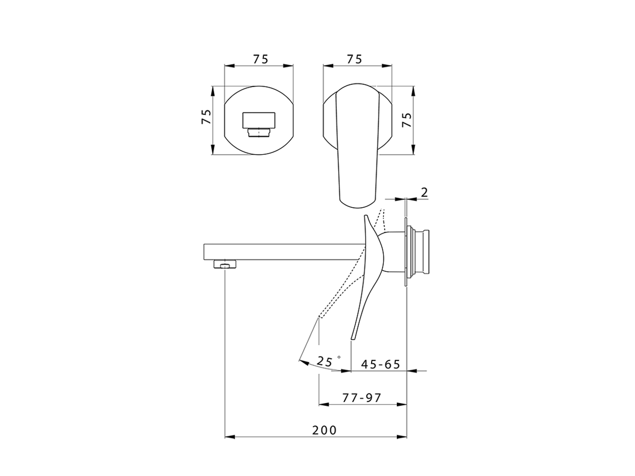 Parte esterna monocomando lavabo a parete ROADSTER ACCENT_RA005510 - v1