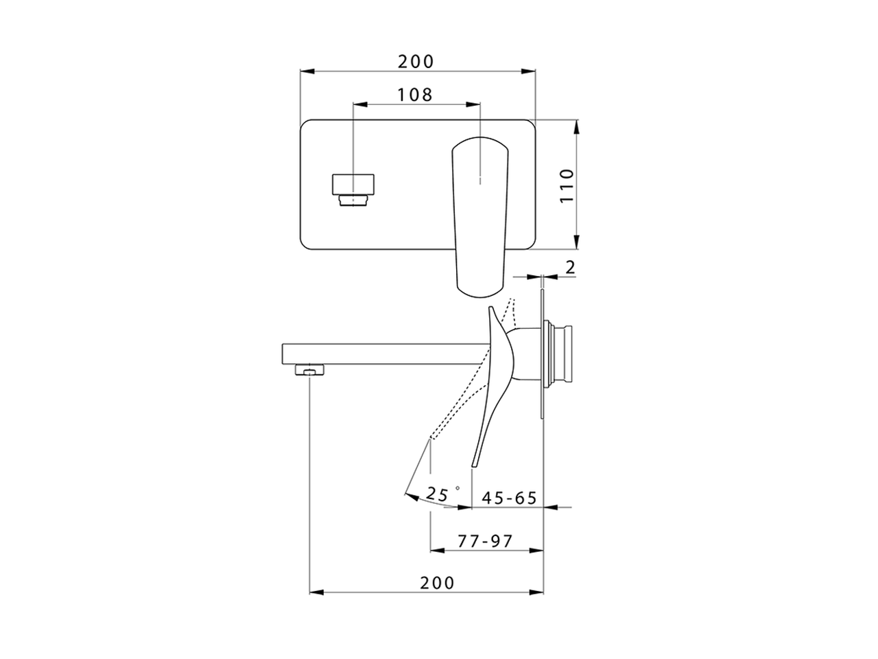 Parte esterna monocomando lavabo a parete ROADSTER ACCENT_RA005511 - v1