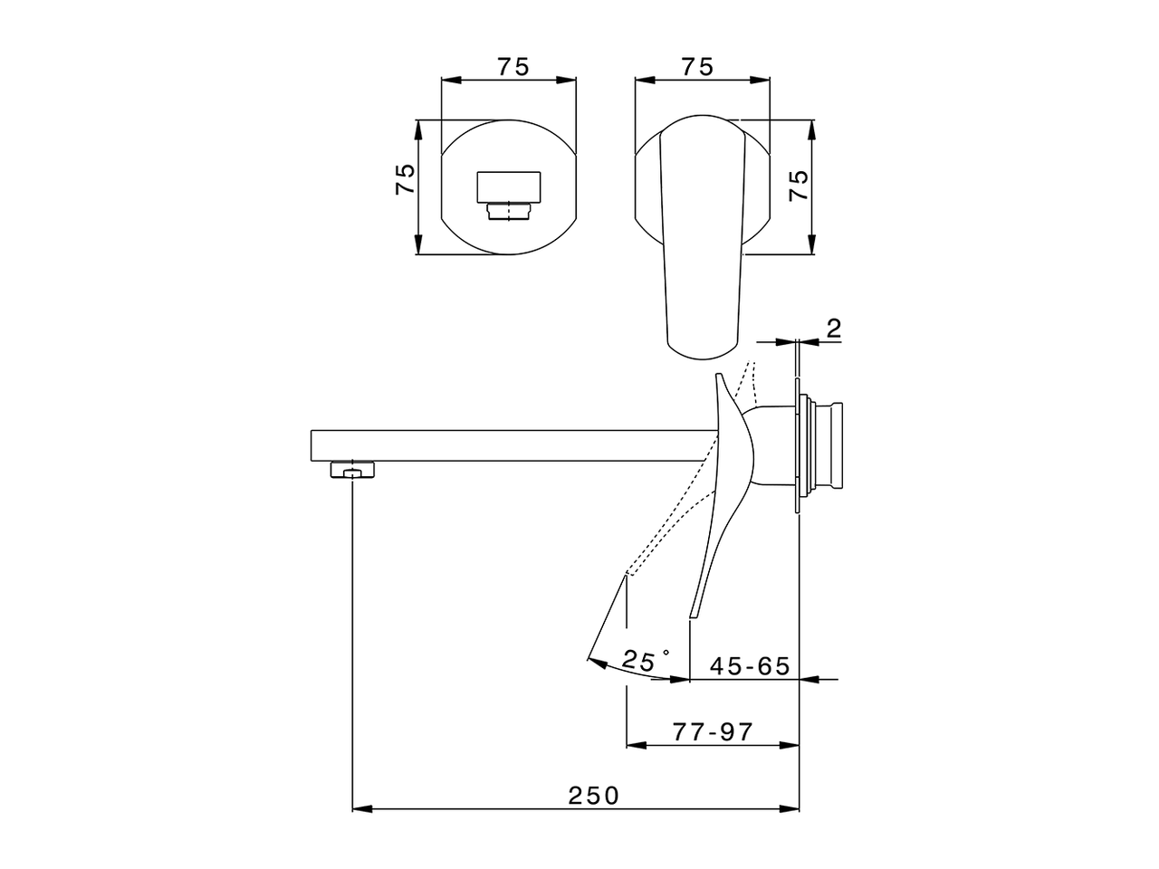 Parte esterna monocomando lavabo a parete ROADSTER ACCENT_RA005512 - v1