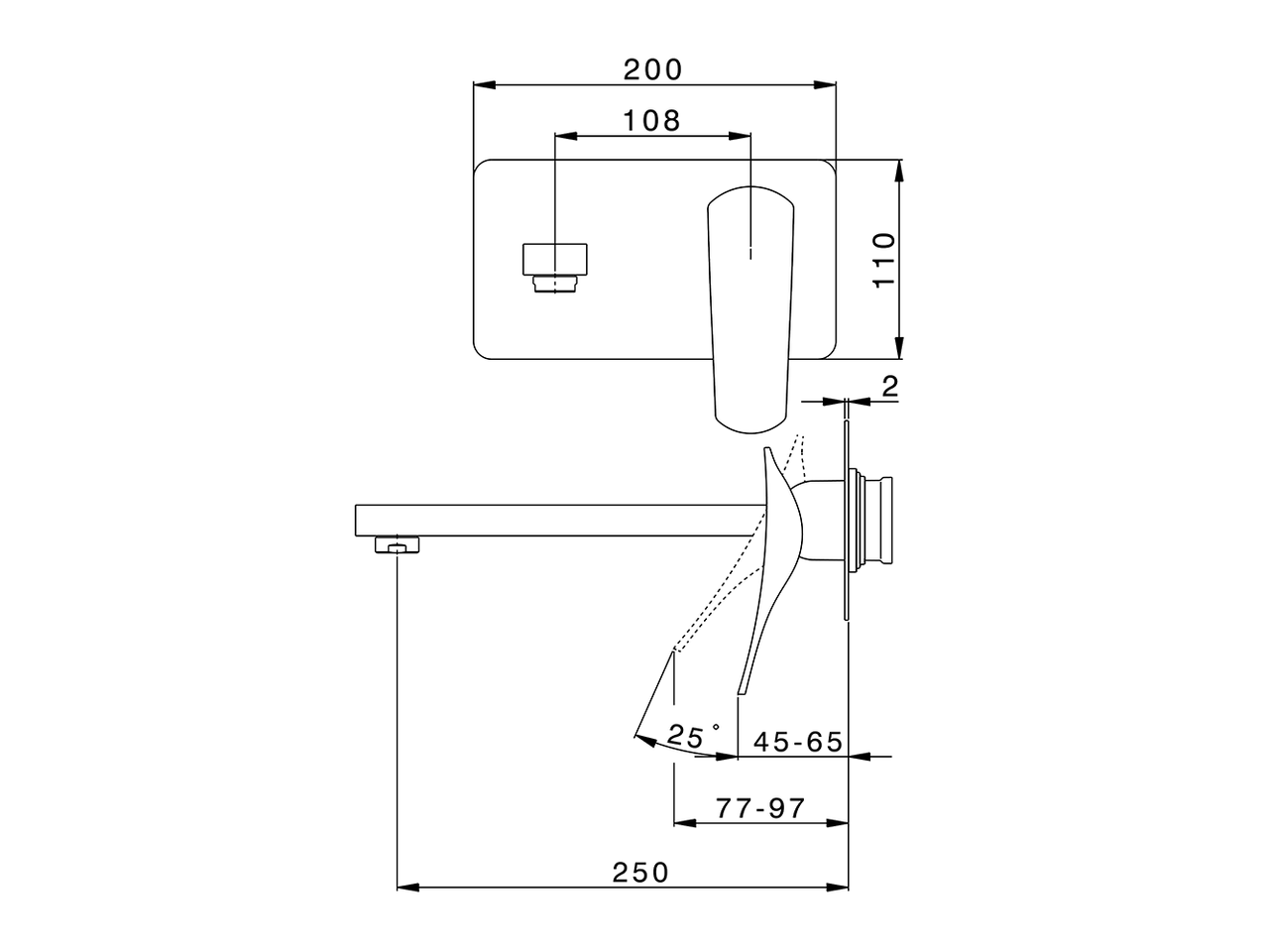 Parte esterna monocomando lavabo a parete ROADSTER ACCENT_RA005513 - v1