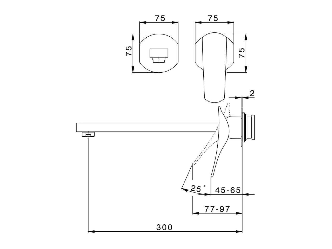 Parte esterna monocomando lavabo a parete ROADSTER ACCENT_RA005514 - v1