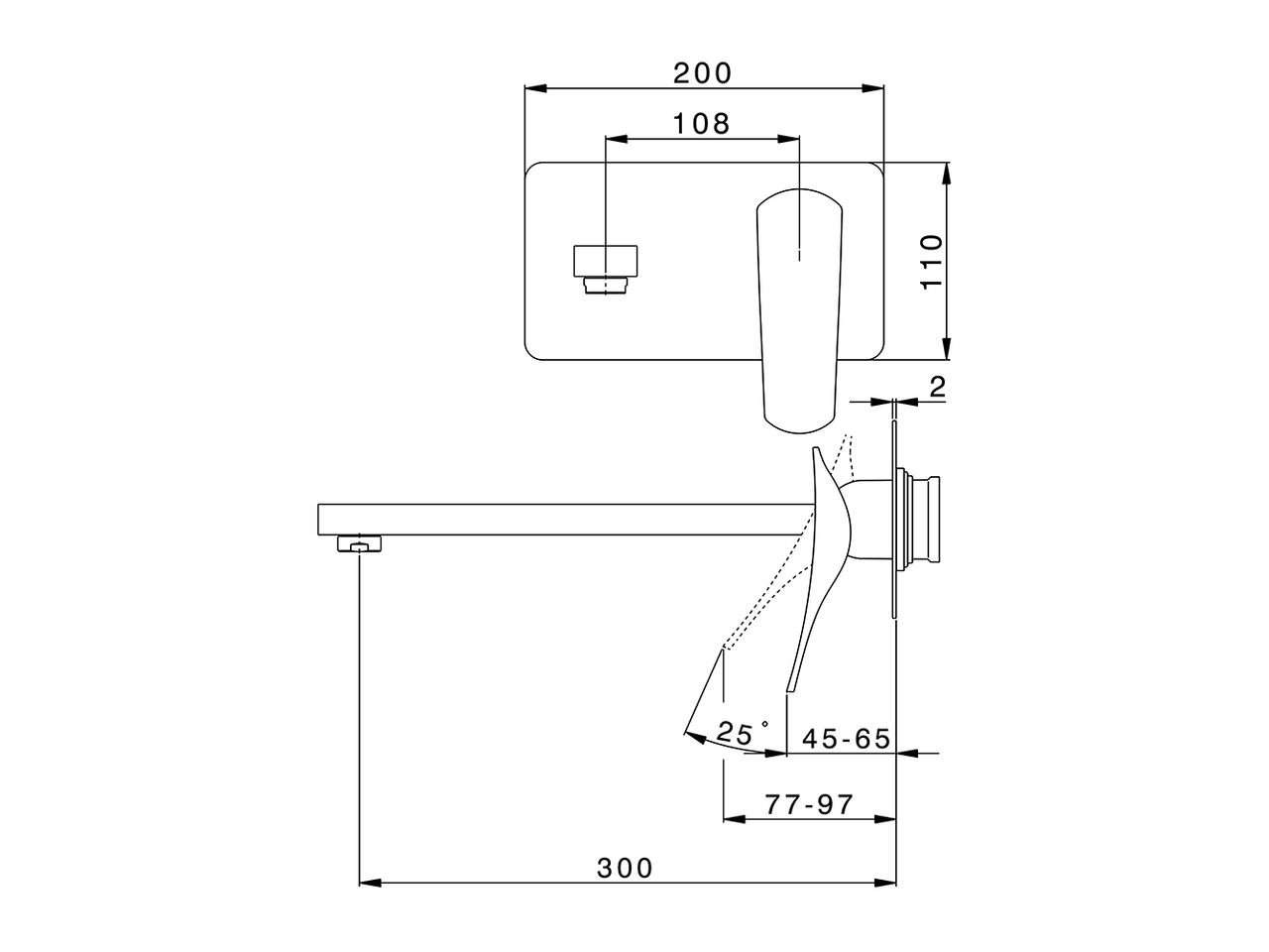 Parte esterna monocomando lavabo a parete ROADSTER ACCENT_RA005515 - v1