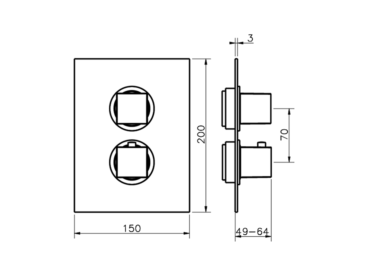 Parte esterna termostatico doccia incasso 2 uscite ROADSTER ACCENT_RA018100 - v1