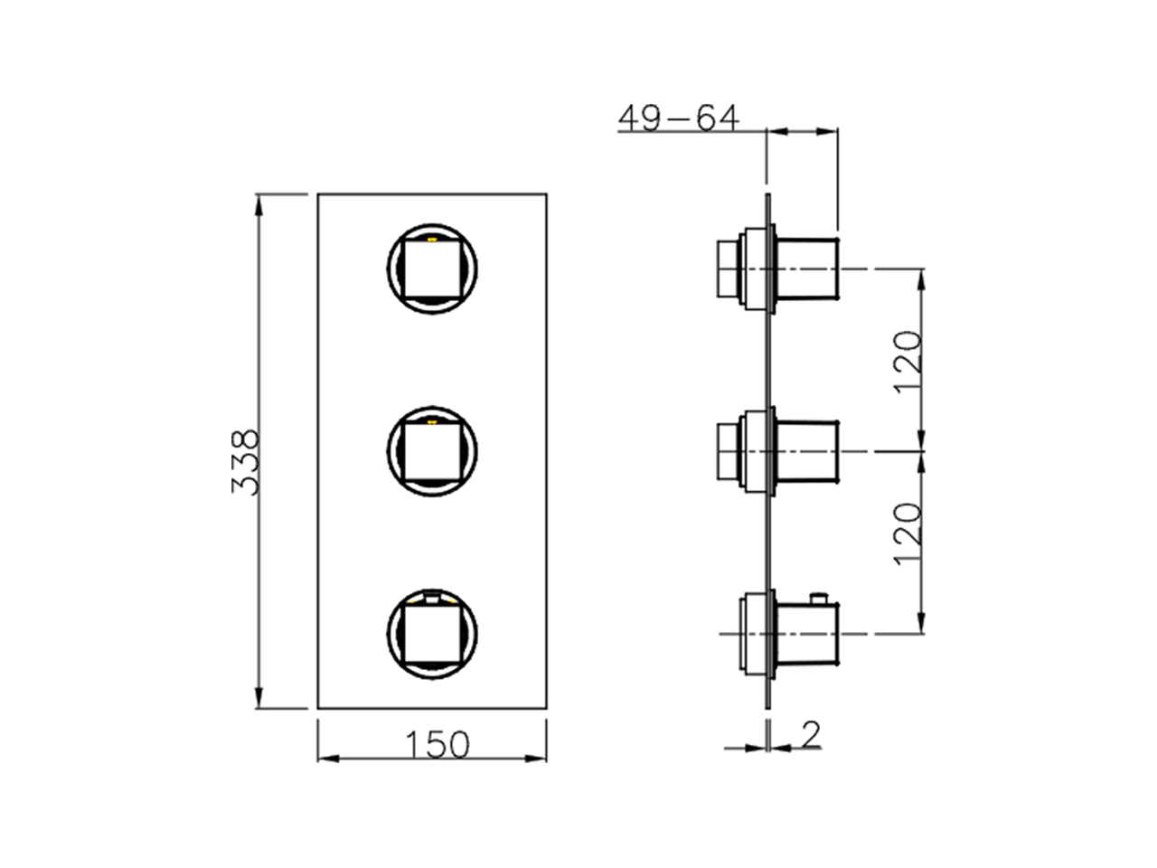 Parte esterna termo doccia incasso 2 funzioni ROADSTER ACCENT_RA01V200 - v1