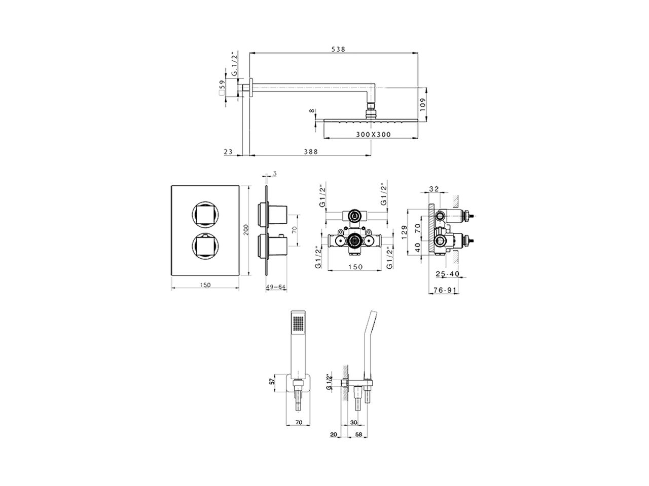 Kit completo miscelatore termostatico doc. incasso ROADSTER ACCENT_RA0KT010 - v1