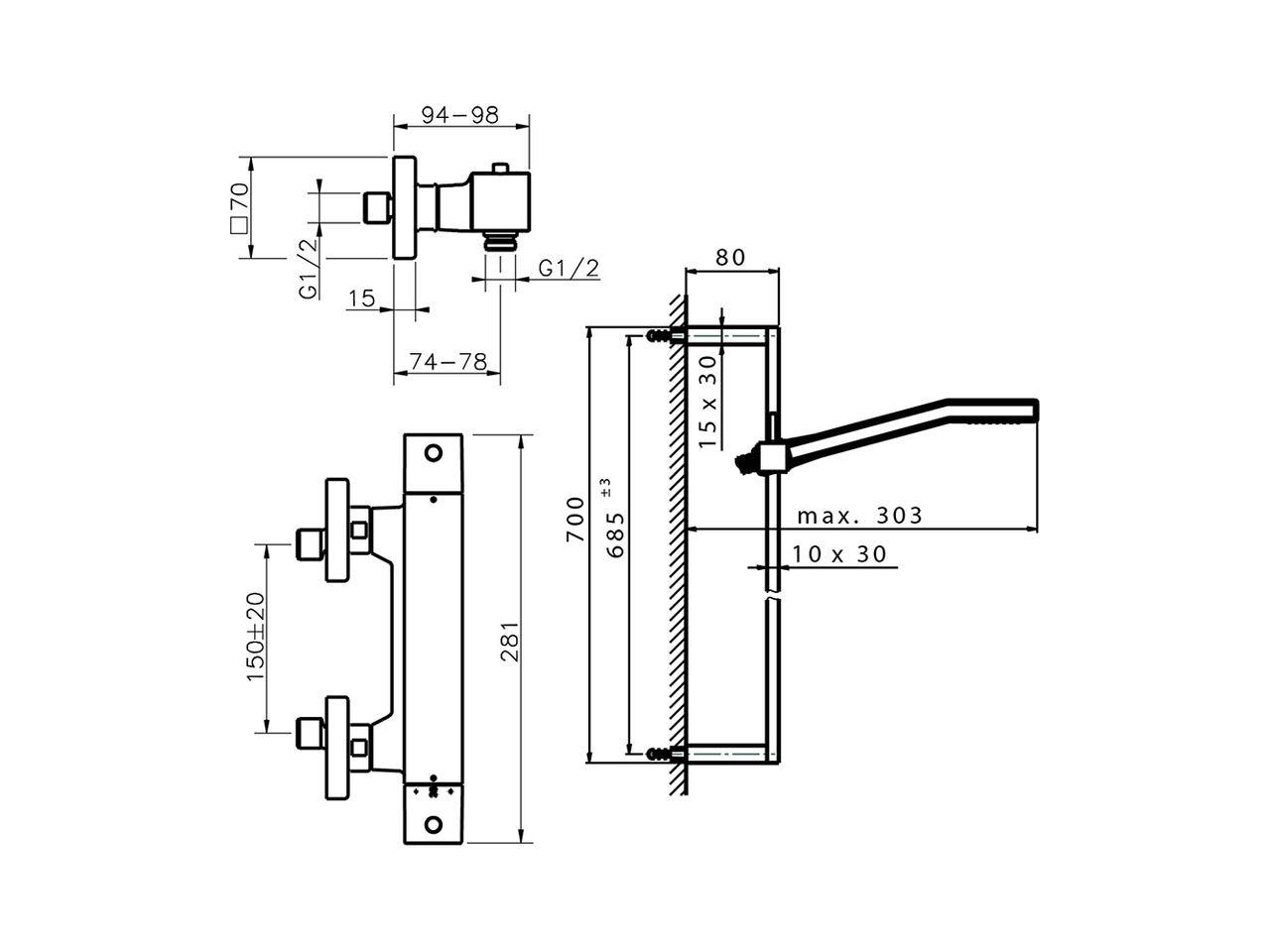 Miscelatore termostatico doccia con saliscendi ROADSTER ACCENT_RAS01010 - v1